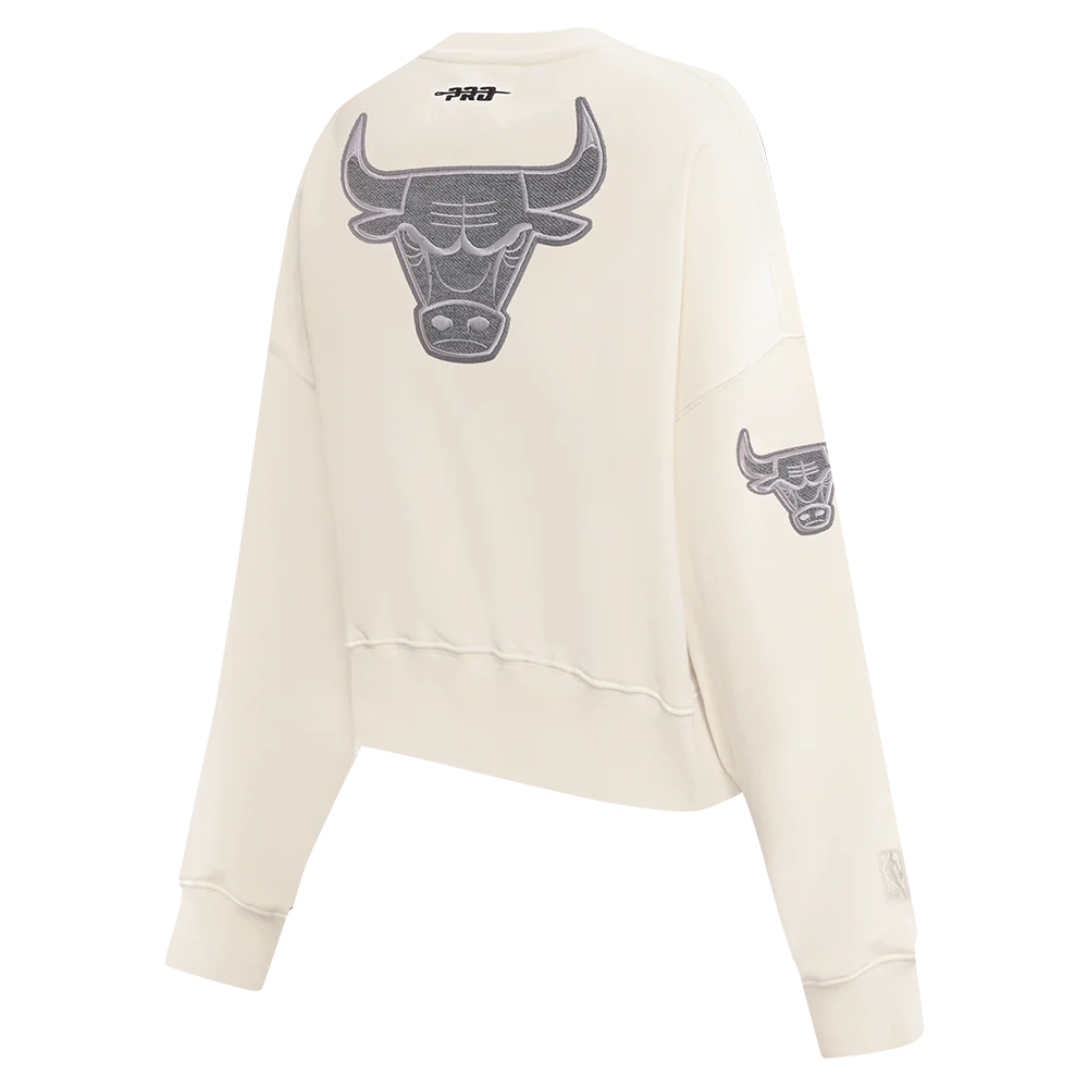 NBA CHICAGO BULLS REVERSE FRENCH TERRY WOMEN'S FLEECE CREWNECK (EGGSHELL) - Image 4