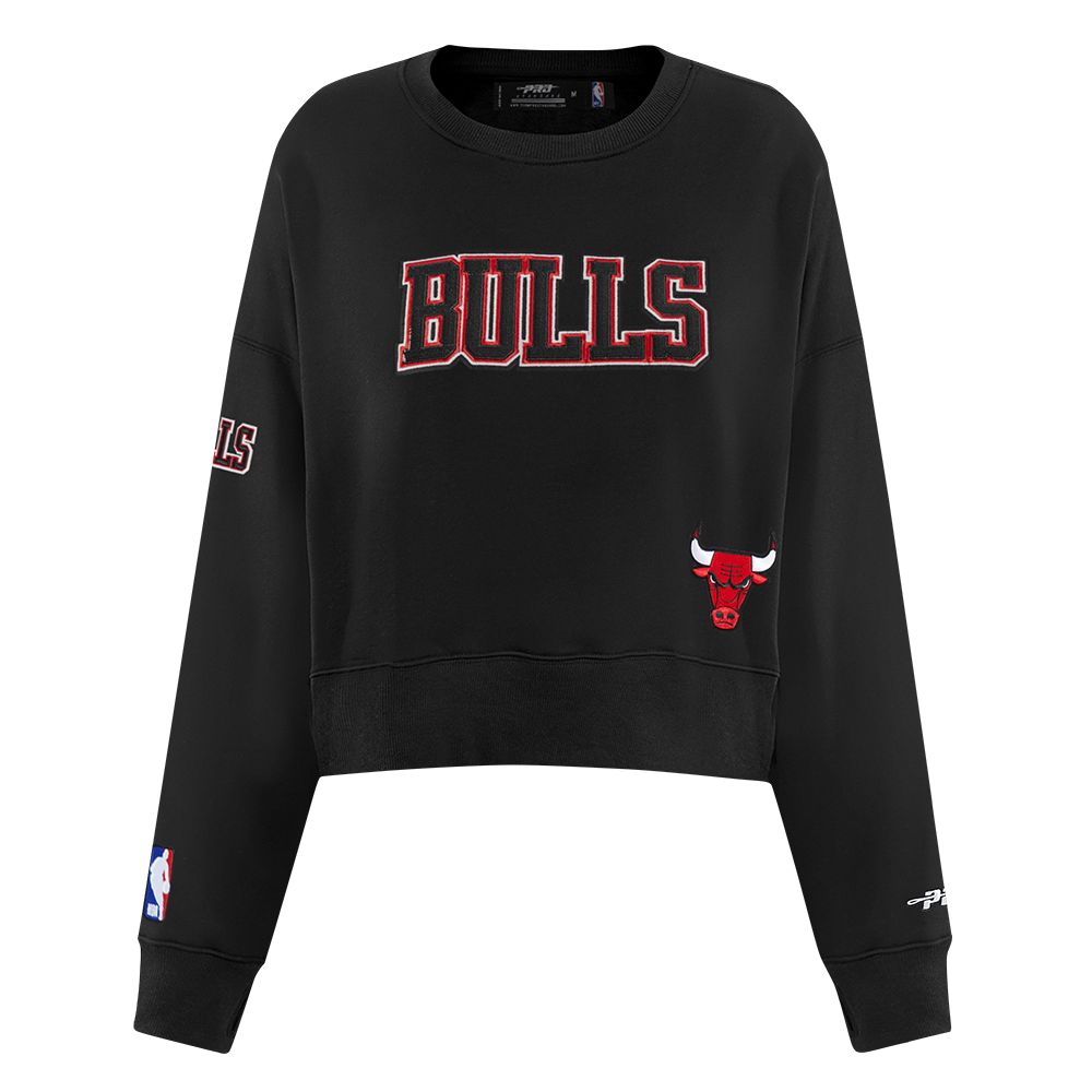 NBA CHICAGO BULLS GAME DAY CLASSICS WOMEN'S DOUBLE KNIT CREWNECK (BLACK)