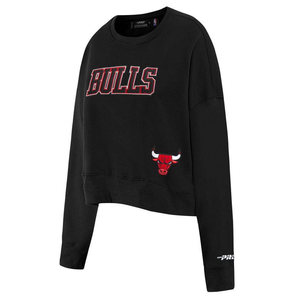 NBA CHICAGO BULLS GAME DAY CLASSICS WOMEN'S DOUBLE KNIT CREWNECK (BLACK) - Image 2