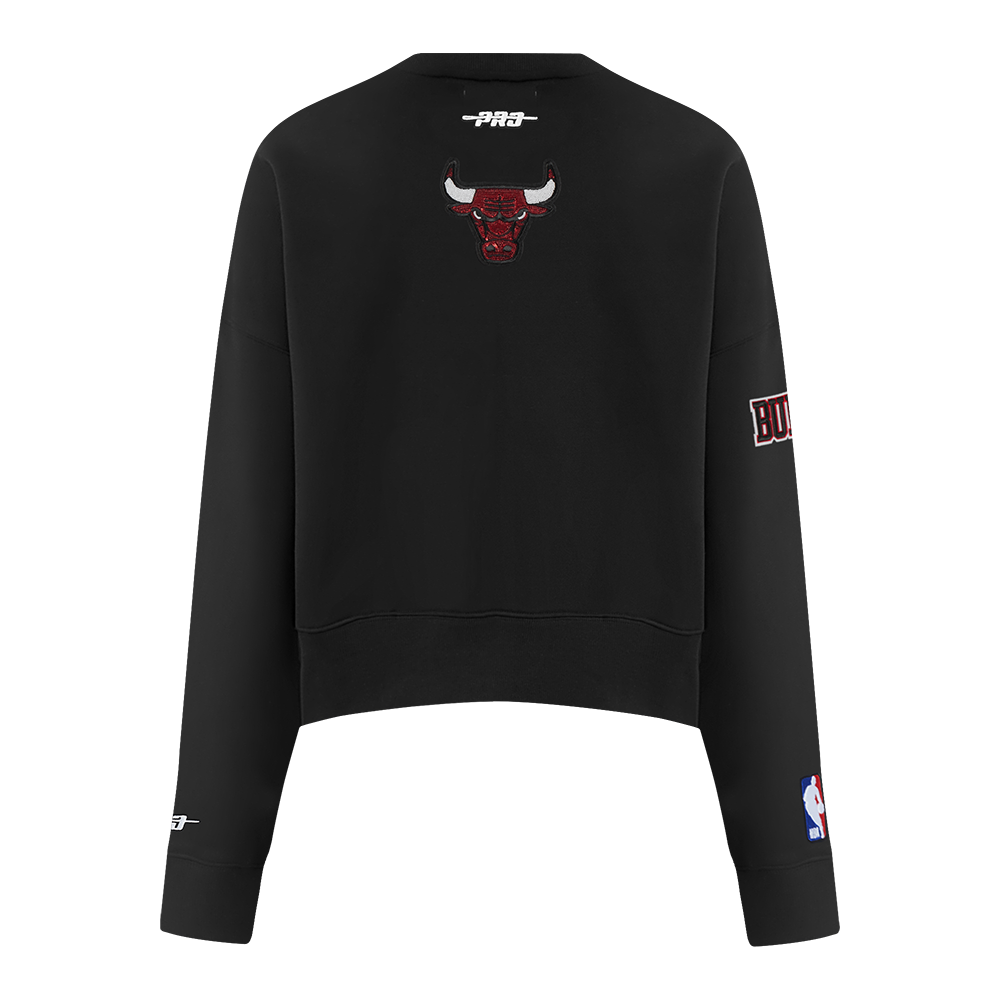 NBA CHICAGO BULLS GAME DAY CLASSICS WOMEN'S DOUBLE KNIT CREWNECK (BLACK) - Image 3