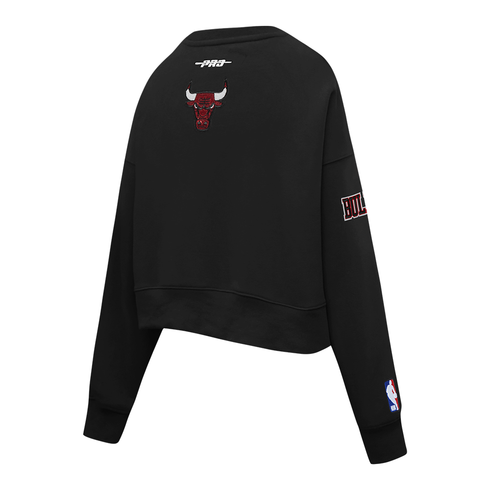 NBA CHICAGO BULLS GAME DAY CLASSICS WOMEN'S DOUBLE KNIT CREWNECK (BLACK) - Image 4
