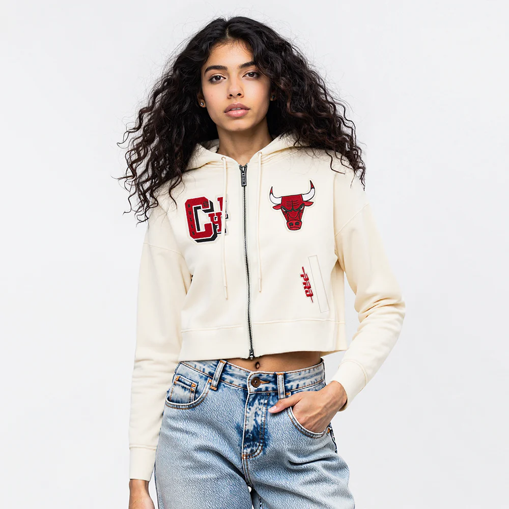 NBA CHICAGO BULLS BEST OF WOMEN'S FLC FZ HOODIE (EGGSHELL) - Image 2