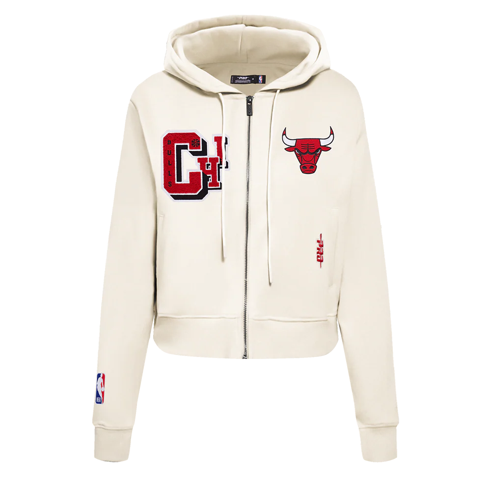 NBA CHICAGO BULLS BEST OF WOMEN'S FLC FZ HOODIE (EGGSHELL) - Image 3
