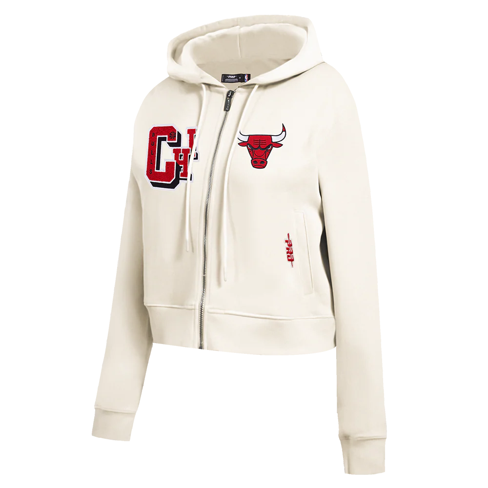 NBA CHICAGO BULLS BEST OF WOMEN'S FLC FZ HOODIE (EGGSHELL) - Image 5