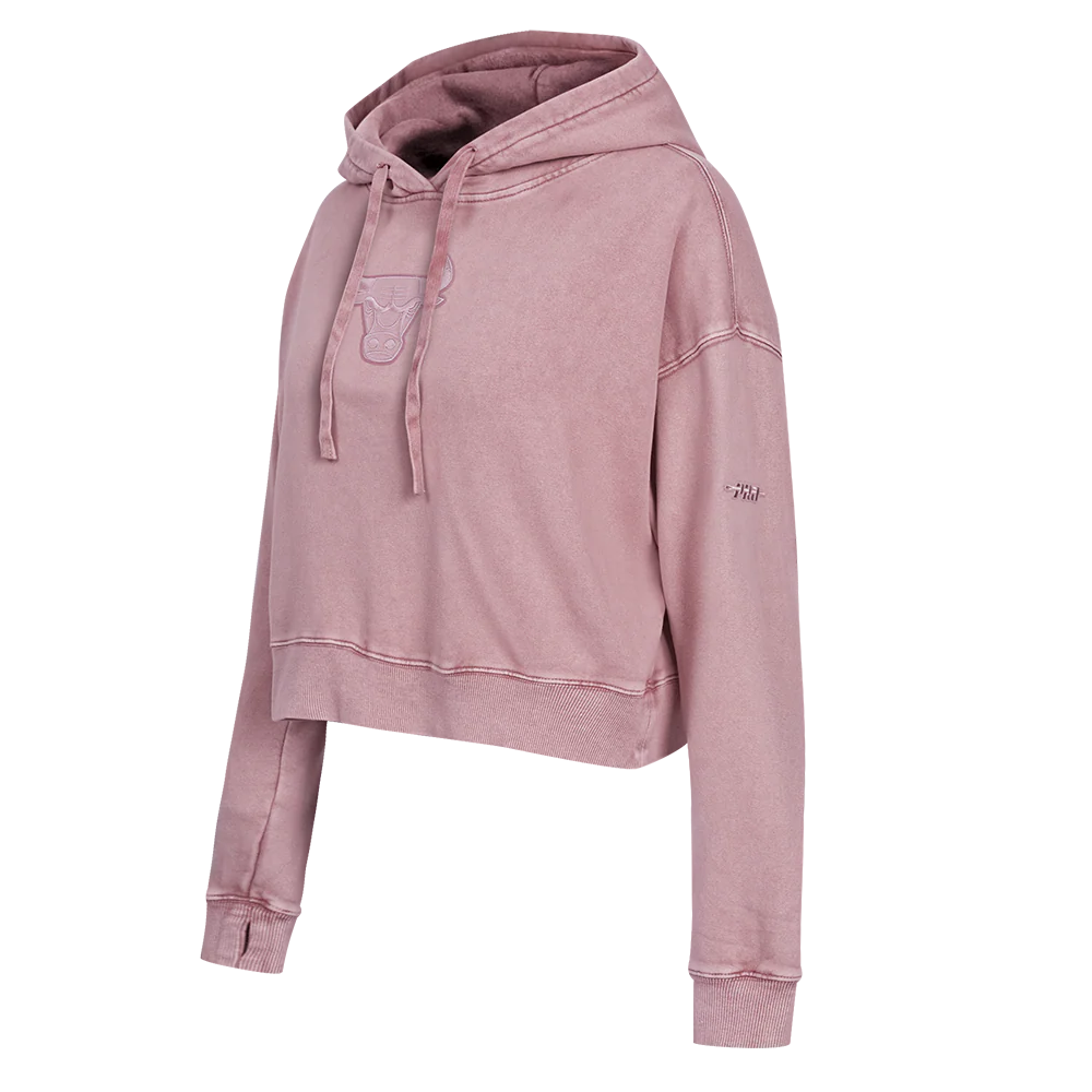 NBA CHICAGO BULLS WASHED CLASSIC WOMEN'S ENZYME WASH FT CROPPED PO HOO (WASHED MAUVE) - Image 2