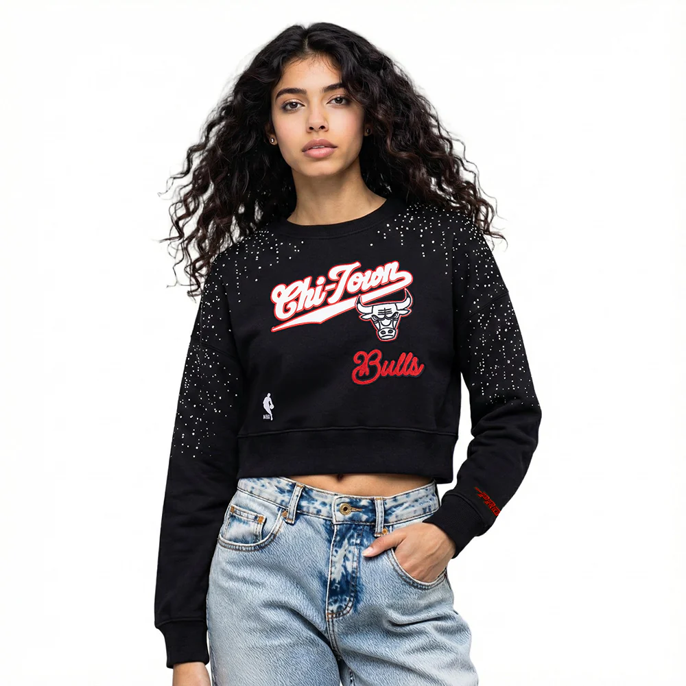 NBA CHICAGO BULLS LEGACY WOMEN'S FLC CREWNECK (BLACK)