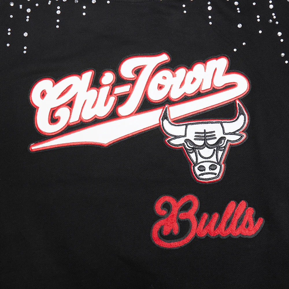 NBA CHICAGO BULLS LEGACY WOMEN'S FLC CREWNECK (BLACK) - Image 5