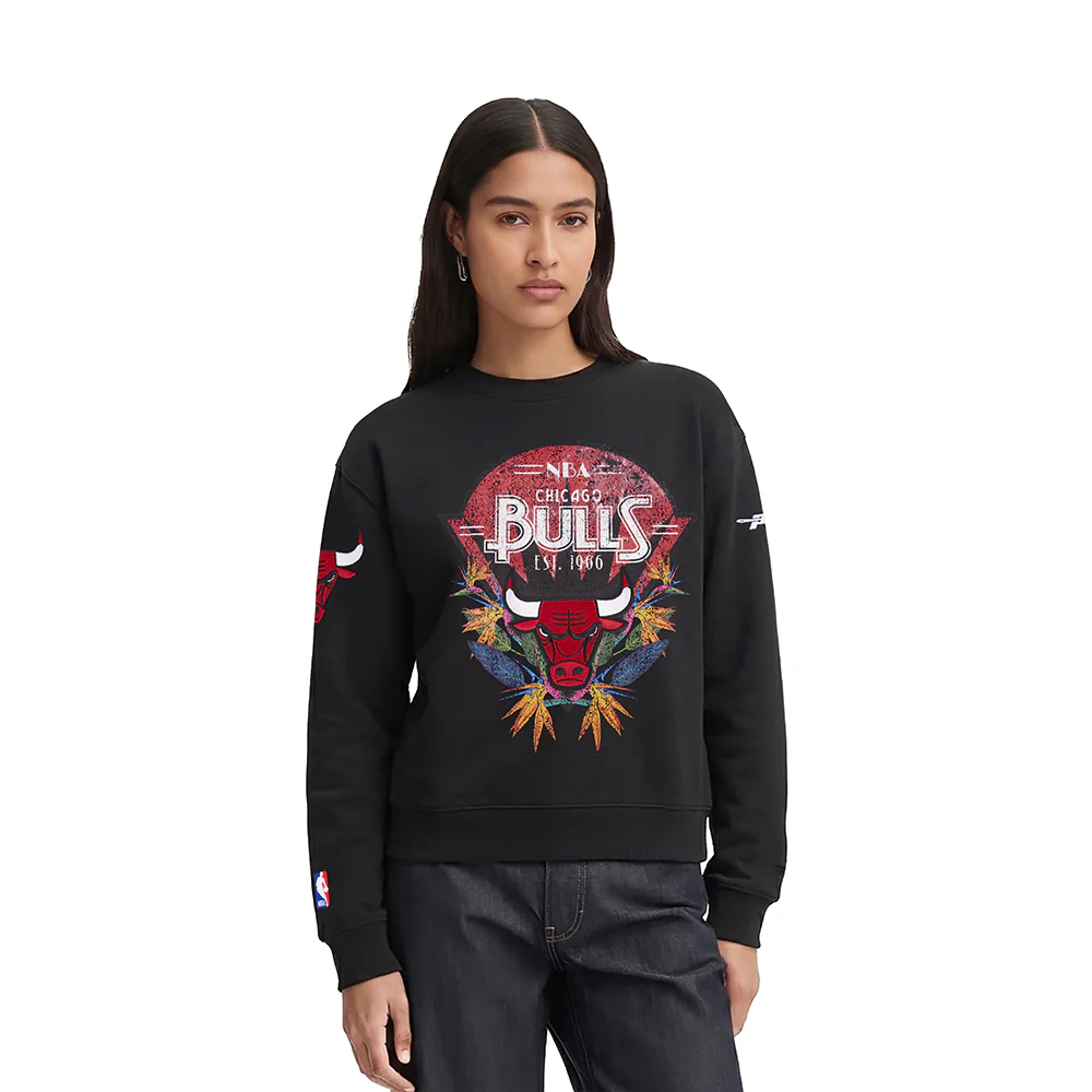 NBA CHICAGO BULLS PARADISE WOMEN'S CREWNECK SWEATSHIRT (BLACK)