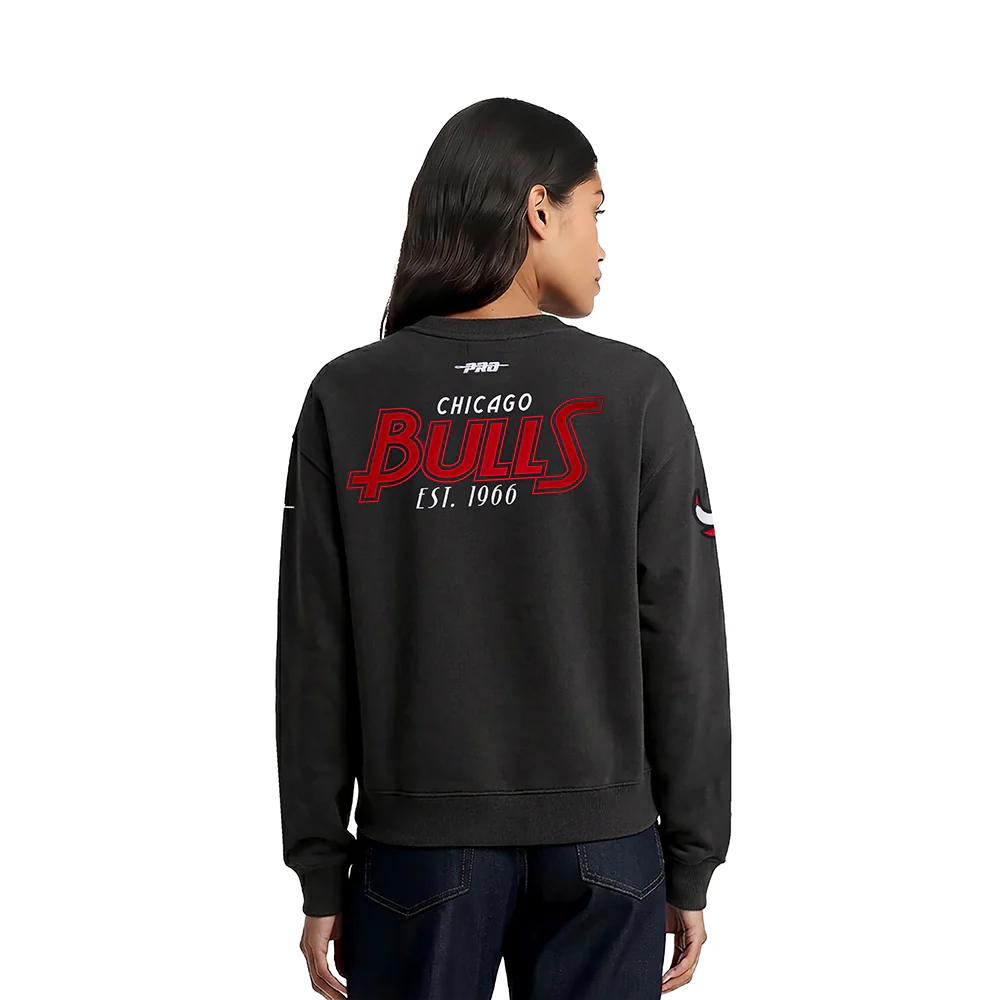NBA CHICAGO BULLS PARADISE WOMEN'S CREWNECK SWEATSHIRT (BLACK) - Image 2