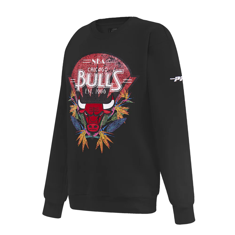 NBA CHICAGO BULLS PARADISE WOMEN'S CREWNECK SWEATSHIRT (BLACK) - Image 3