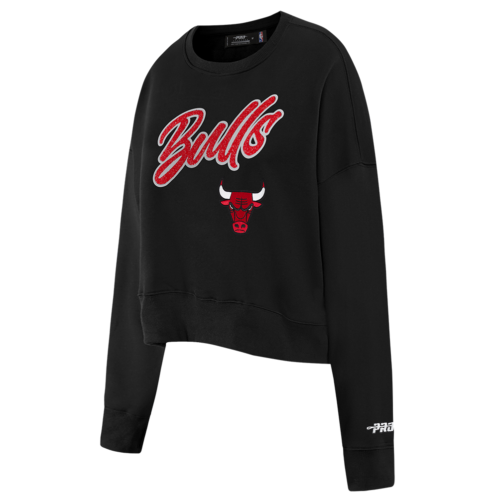 NBA CHICAGO BULLS TEAM CRYSTALLINE WOMEN'S CREWNECK SWEATSHIRT (WASHED BLACK) - Image 3