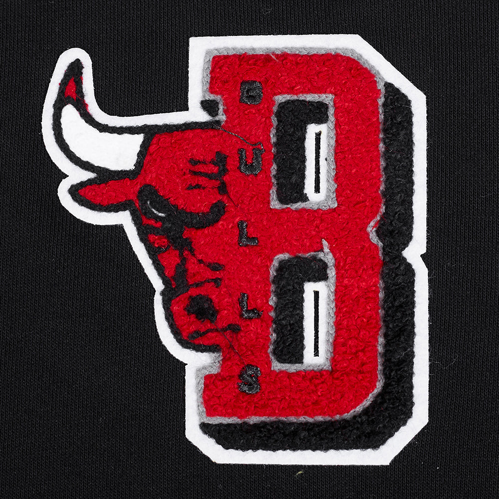 NBA CHICAGO BULLS MASHUP WOMEN'S RIB CROPPED PULLOVER HOODIE (BLACK/RED/BLACK) - Image 8