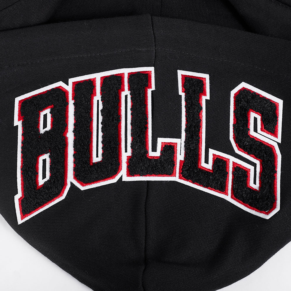 NBA CHICAGO BULLS MASHUP WOMEN'S RIB CROPPED PULLOVER HOODIE (BLACK/RED/BLACK) - Image 9