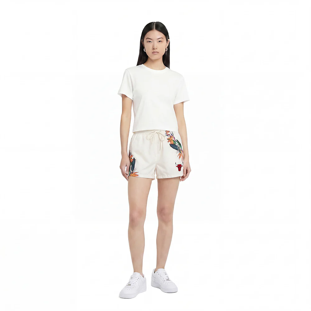 NBA CHICAGO BULLS PARADISE WOMEN'S WOVEN SHORT (EGGSHELL) - Image 3