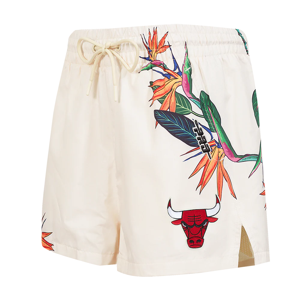 NBA CHICAGO BULLS PARADISE WOMEN'S WOVEN SHORT (EGGSHELL) - Image 4