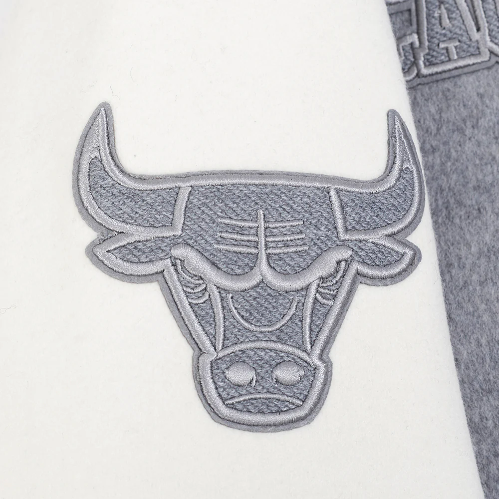 NBA CHICAGO BULLS REVERSE FRENCH TERRY WOMEN'S WOOL VARSITY JACKET (BLACK/GRAY/EGGSHELL) - Image 8