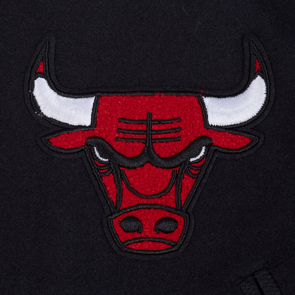 NBA CHICAGO BULLS BEST OF WOMEN'S CROPPED RIB WOOL VARSITY JACKET (BLACK/RED/BLACK) - Image 8