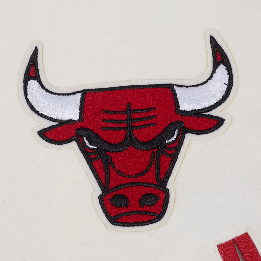 NBA CHICAGO BULLS BEST OF WOMEN'S CROPPED RIB WOOL VARSITY JACKET (EGGSHELL/ RED) - Image 8