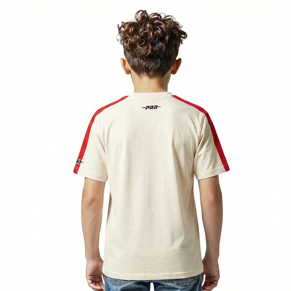 NBA CHICAGO BULLS RETRO CLASSIC LITTLE BOYS SHORT SLEEVE TAPING TEE (EGGSHELL/ RED) - Image 2