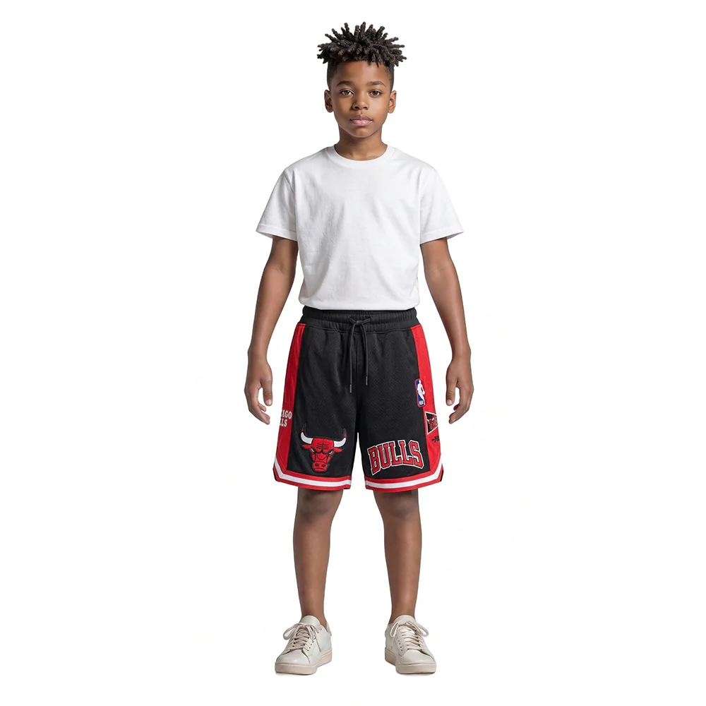 NBA CHICAGO BULLS RETRO CLASSIC LITTLE BOYS FLEECE 2.0 SHORT (BLACK/RED) - Image 3