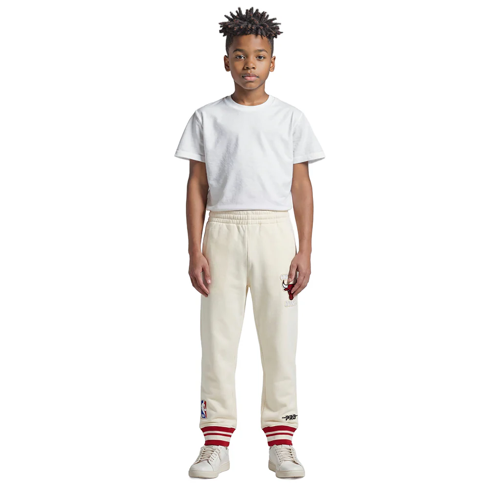 NBA CHICAGO BULLS RETRO CLASSIC LITTLE BOYS RIB FLC SWEATPANT (EGGSHELL/ RED) - Image 3