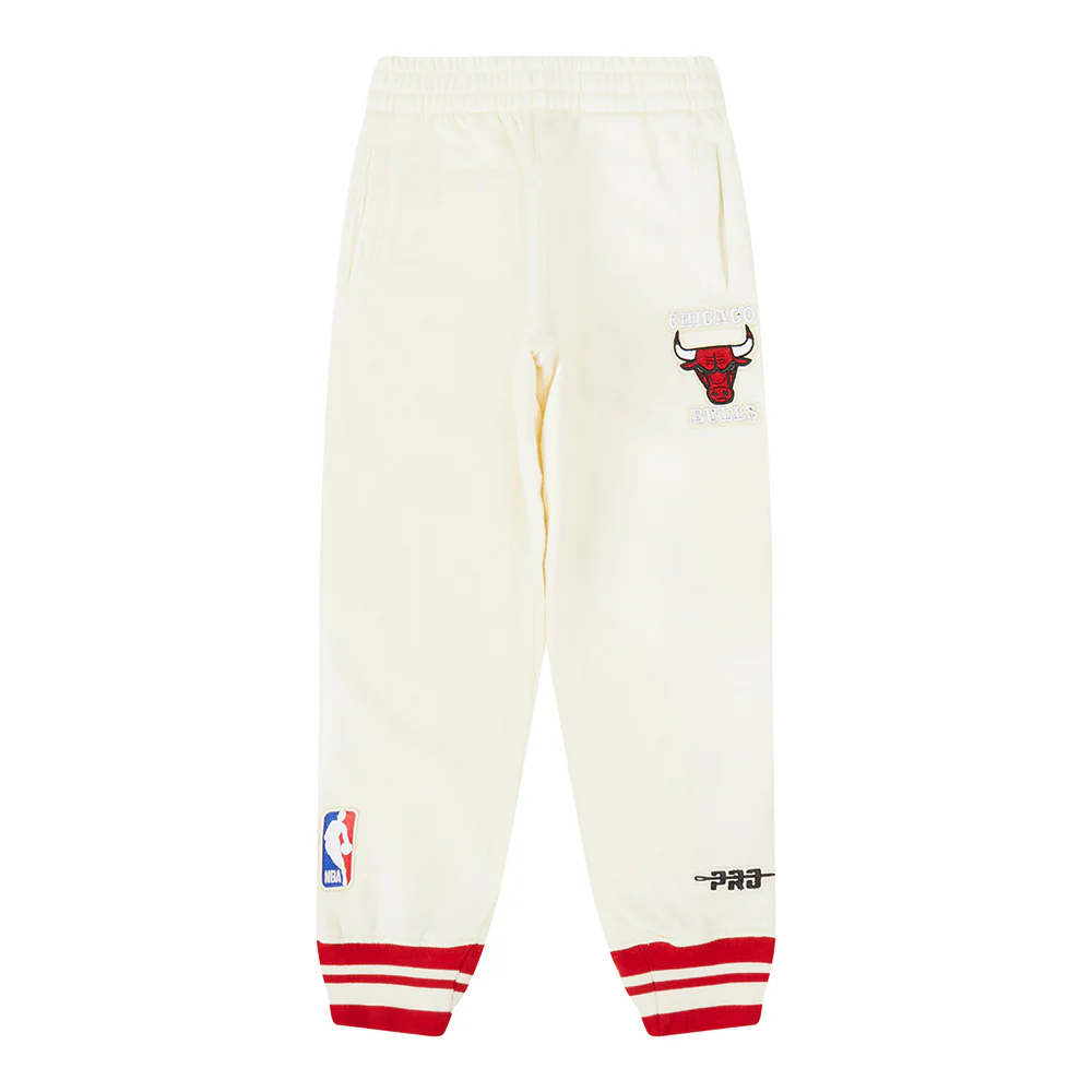 NBA CHICAGO BULLS RETRO CLASSIC LITTLE BOYS RIB FLC SWEATPANT (EGGSHELL/ RED) - Image 4