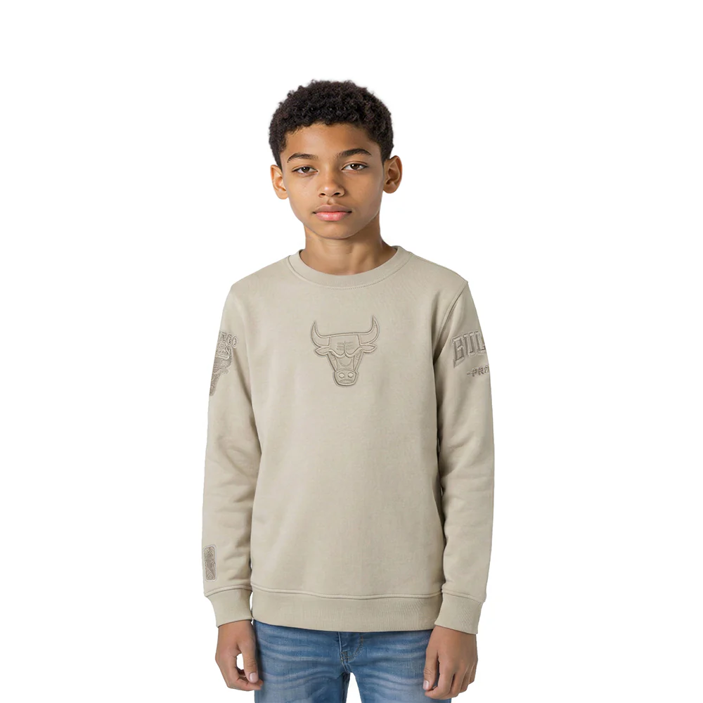 NBA CHICAGO BULLS NEUTRAL LITTLE BOYS FLEECE CREWNECK (TAUPE)