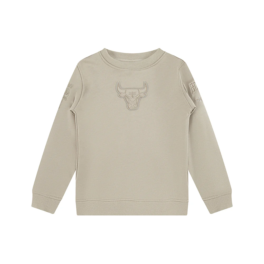 NBA CHICAGO BULLS NEUTRAL LITTLE BOYS FLEECE CREWNECK (TAUPE) - Image 3