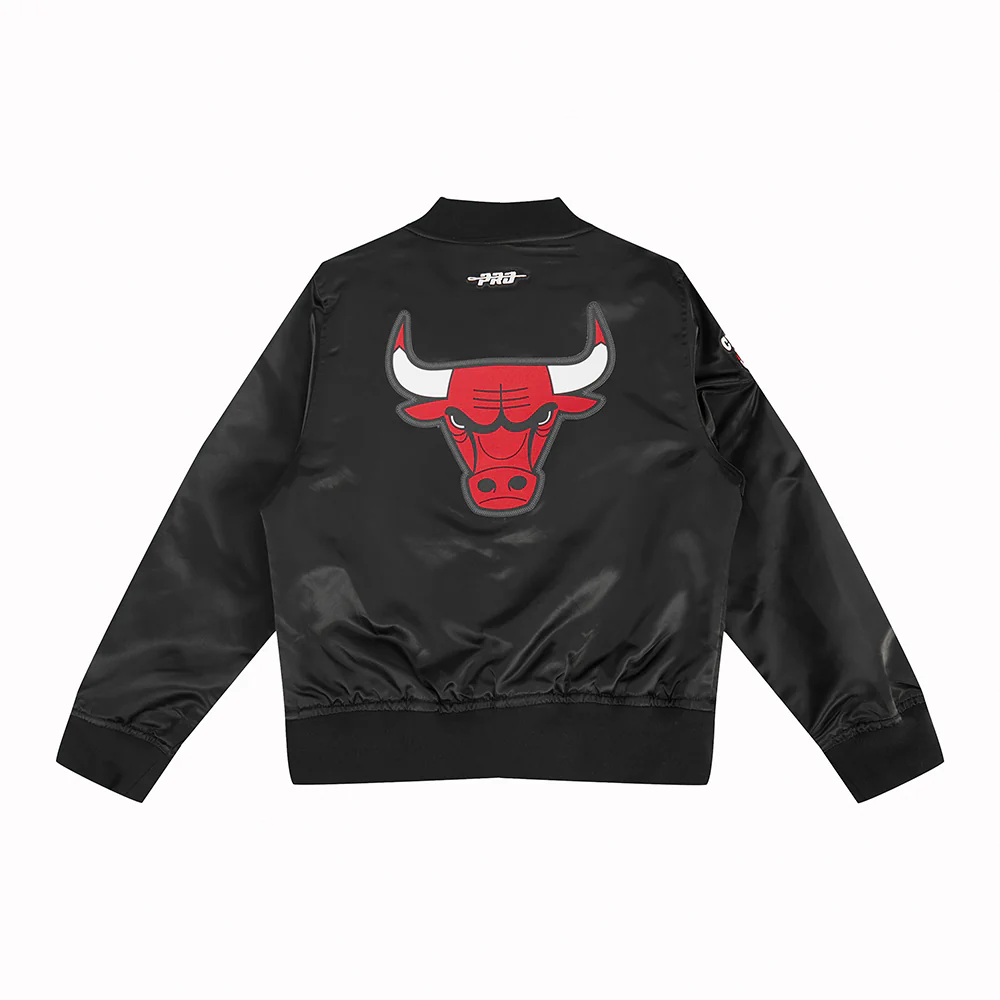 NBA CHICAGO BULLS CLASSIC LITTLE BOYS SATIN JACKET (BLACK) - Image 4