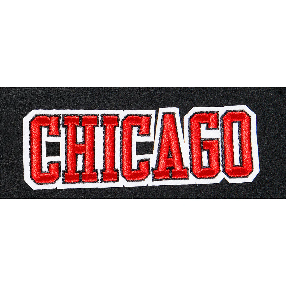 NBA CHICAGO BULLS RETRO CLASSIC LITTLE BOYS RIB WOOL VARSITY JACKET (BLACK/RED/BLACK) - Image 7