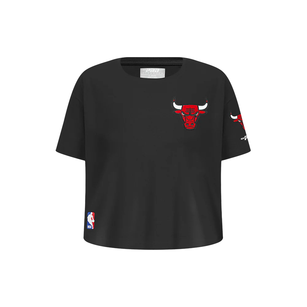 NBA CHICAGO BULLS CLASSIC LITTLE GIRLS SHORT SLEEVE BOXY TEE (BLACK)