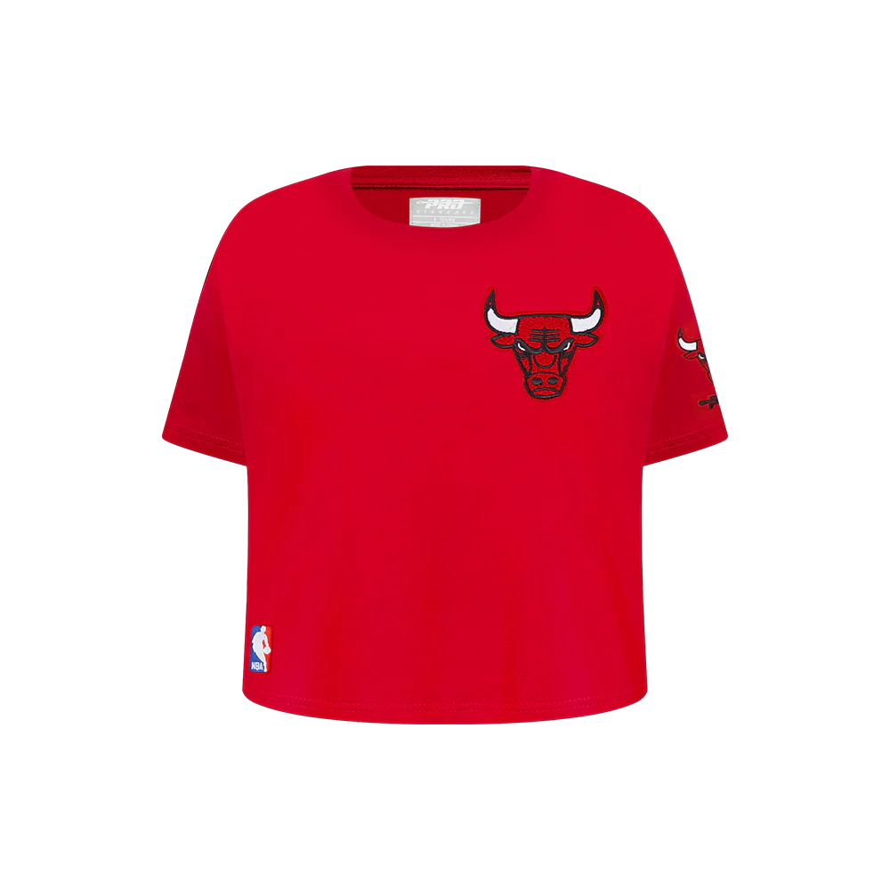 NBA CHICAGO BULLS CLASSIC LITTLE GIRLS SHORT SLEEVE BOXY TEE (RED)