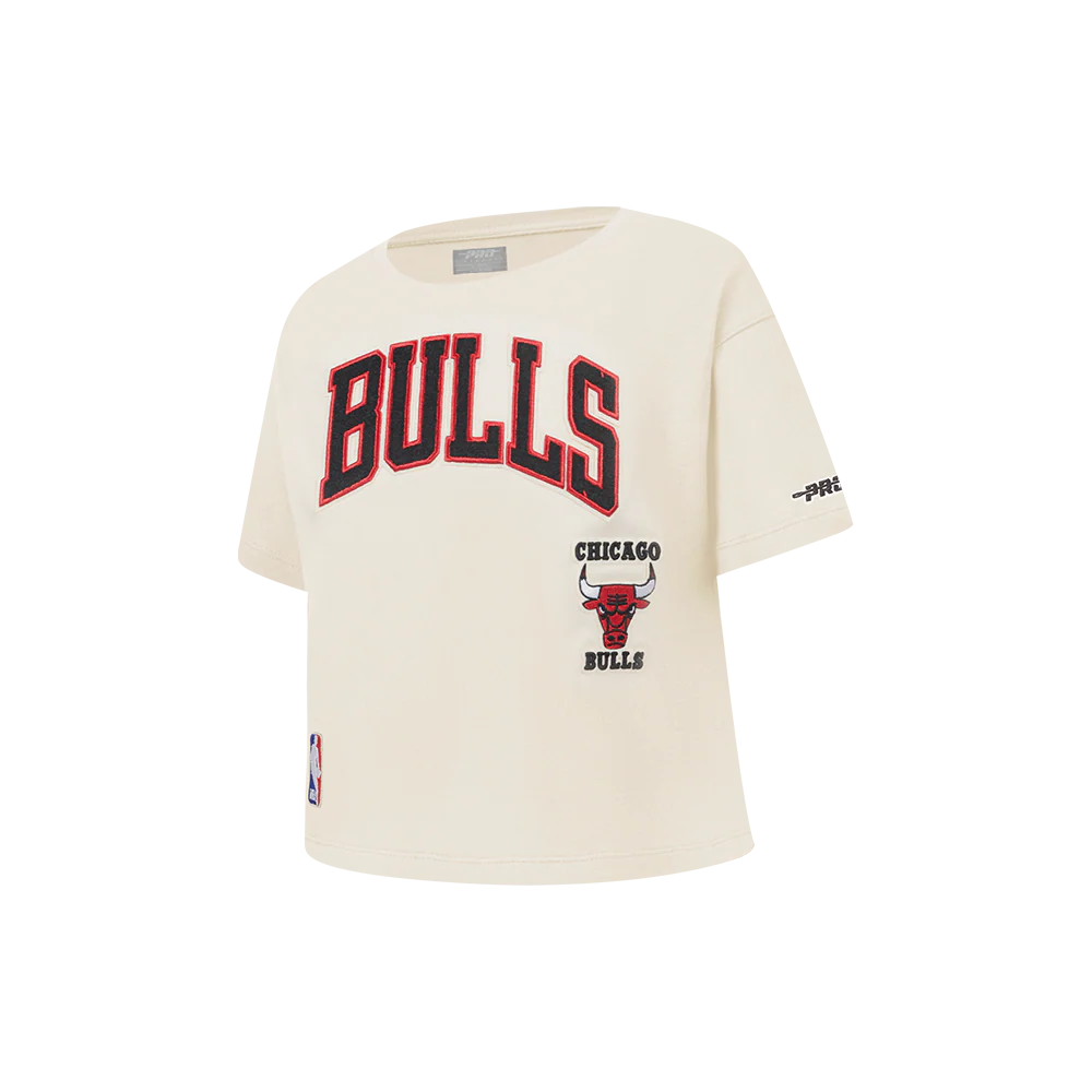 NBA CHICAGO BULLS RETRO CLASSIC LITTLE GIRLS SHORT SLEEVE BOXY TEE (EGGSHELL) - Image 2