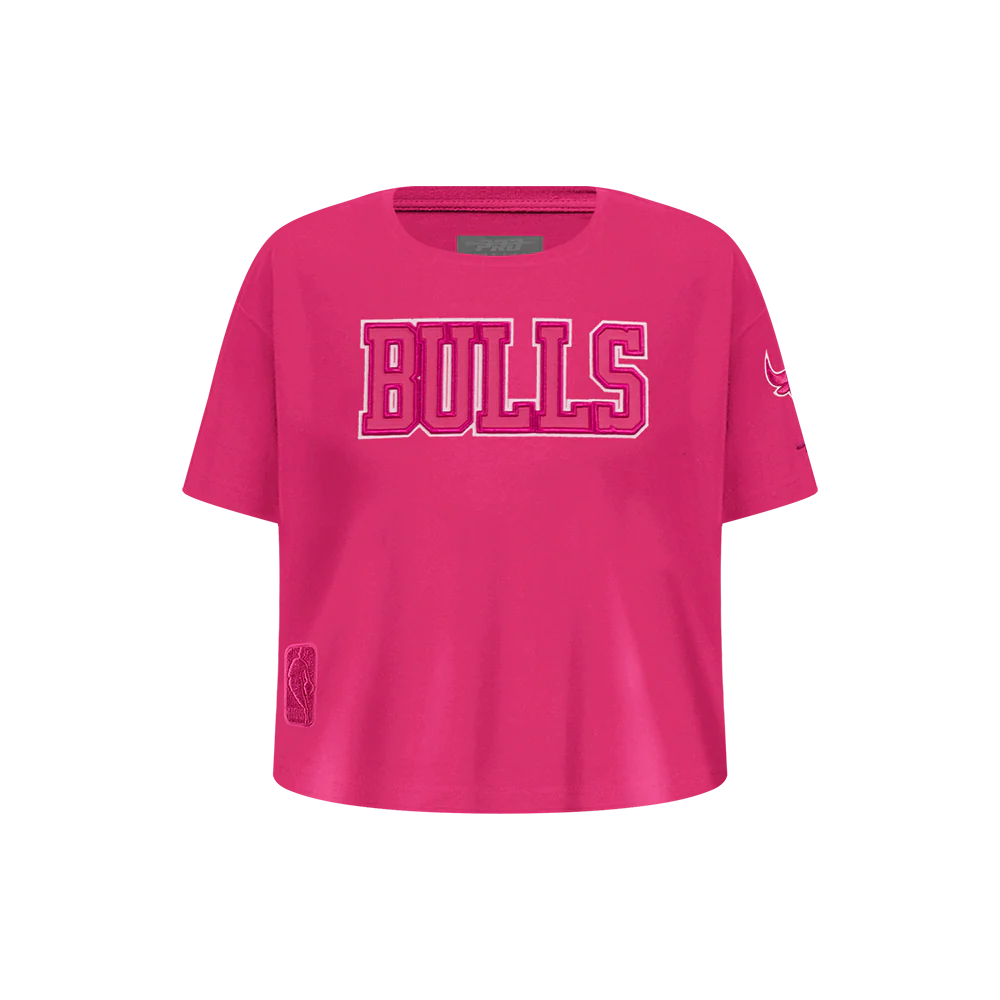 NBA CHICAGO BULLS TRIPLE PINK LITTLE GIRLS SHORT SLEEVE BOXY TEE (BEETROOT PURPLE)