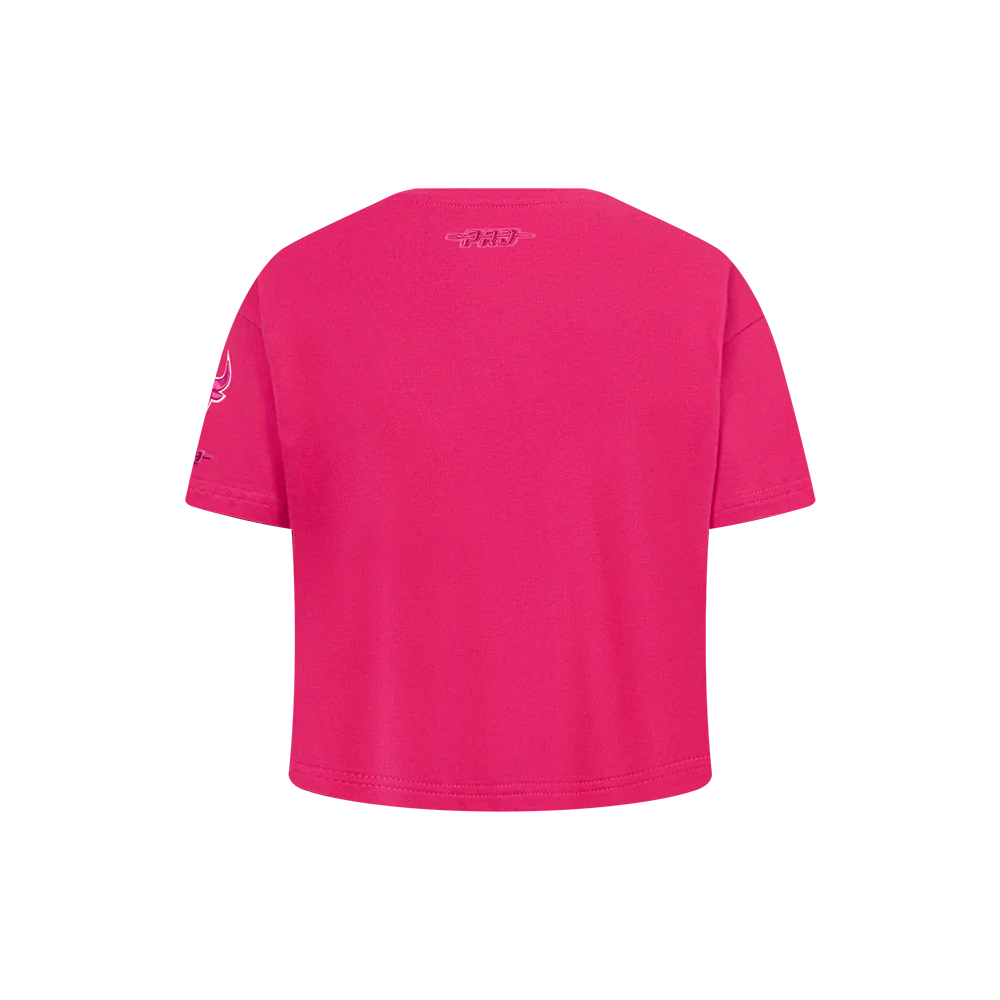 NBA CHICAGO BULLS TRIPLE PINK LITTLE GIRLS SHORT SLEEVE BOXY TEE (BEETROOT PURPLE) - Image 3