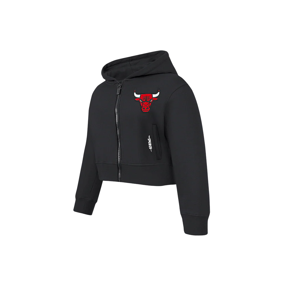 NBA CHICAGO BULLS CLASSIC LITTLE GIRLS FLEECE FULL ZIP HOODIE (BLACK) - Image 2