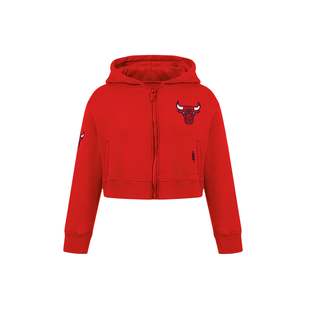 NBA CHICAGO BULLS CLASSIC LITTLE GIRLS  FLEECE FULL ZIP HOODIE (RED)