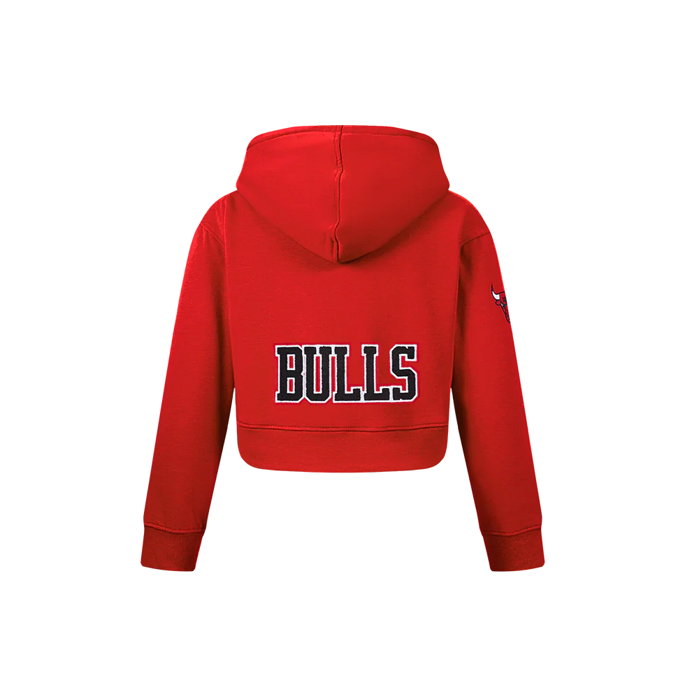 NBA CHICAGO BULLS CLASSIC LITTLE GIRLS  FLEECE FULL ZIP HOODIE (RED) - Image 3