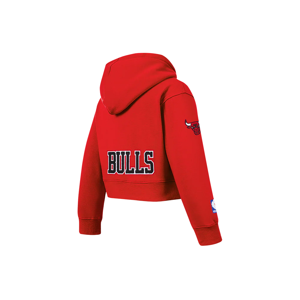 NBA CHICAGO BULLS CLASSIC LITTLE GIRLS  FLEECE FULL ZIP HOODIE (RED) - Image 4