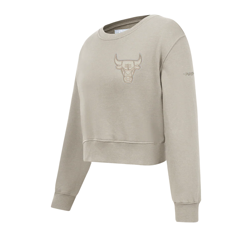 NBA CHICAGO BULLS NEUTRAL LITTLE GIRLS FLEECE CREWNECK (TAUPE) - Image 2