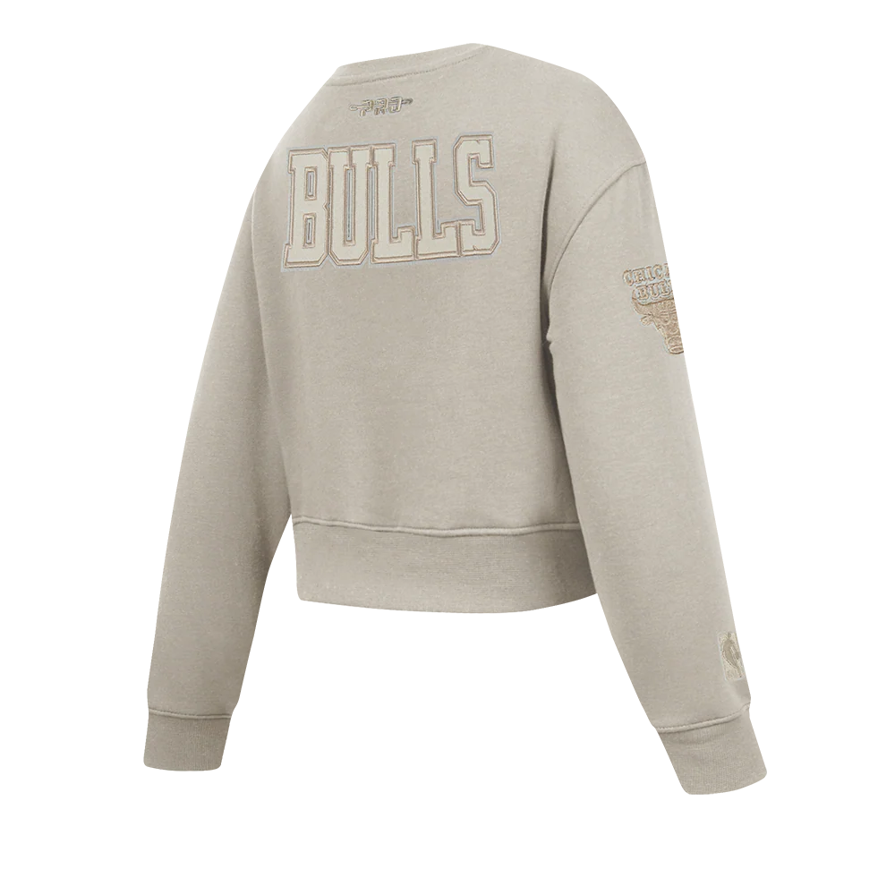 NBA CHICAGO BULLS NEUTRAL LITTLE GIRLS FLEECE CREWNECK (TAUPE) - Image 4