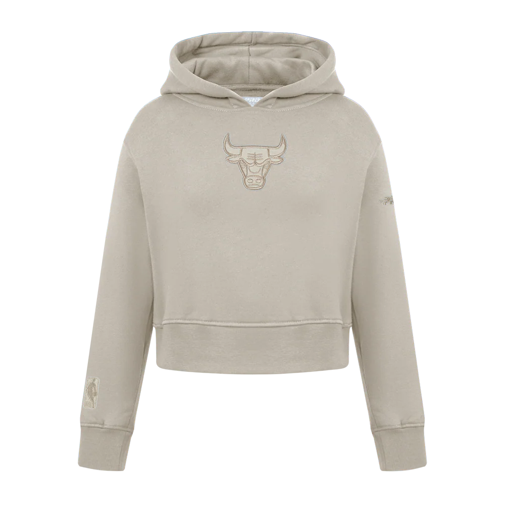 NBA CHICAGO BULLS NEUTRAL LITTLE GIRLS FLEECE PULLOVER HOODIE (TAUPE)
