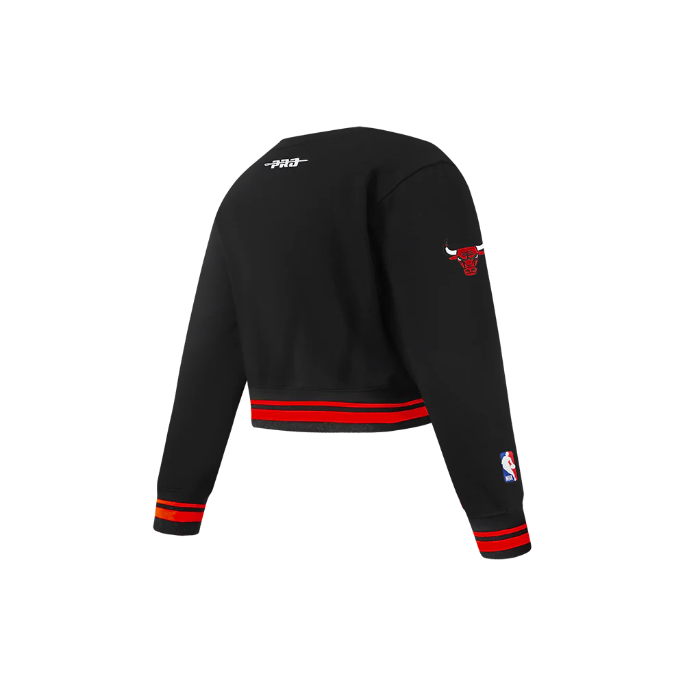 NBA CHICAGO BULLS RETRO CLASSIC LITTLE GIRLS RIB FLEECE CREWNECK (BLACK/RED/BLACK) - Image 4