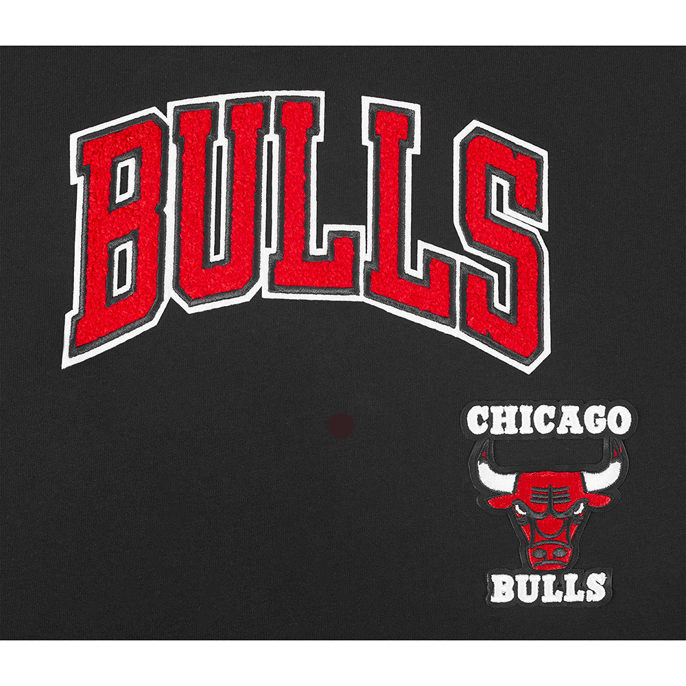 NBA CHICAGO BULLS RETRO CLASSIC LITTLE GIRLS RIB FLEECE CREWNECK (BLACK/RED/BLACK) - Image 5