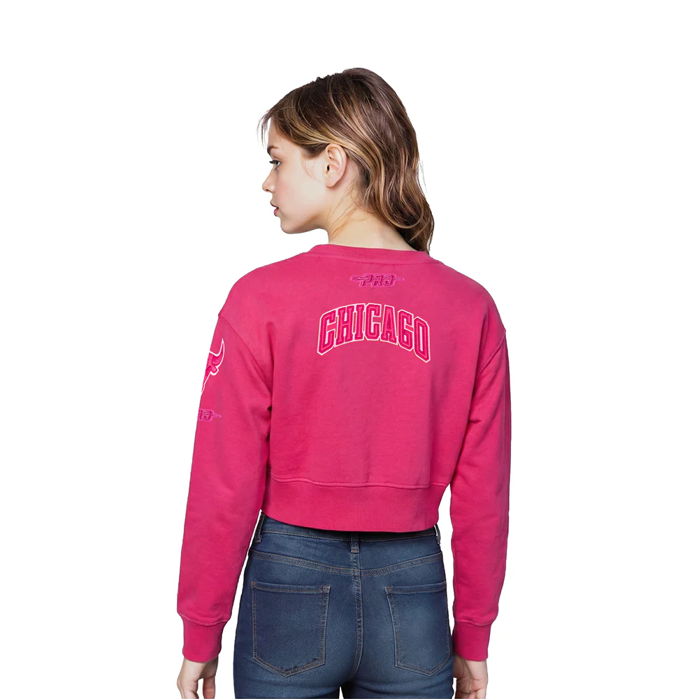 NBA CHICAGO BULLS TRIPLE PINK LITTLE GIRLS FLEECE CREWNECK (BEETROOT PURPLE) - Image 2