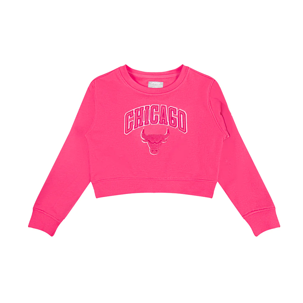 NBA CHICAGO BULLS TRIPLE PINK LITTLE GIRLS FLEECE CREWNECK (BEETROOT PURPLE) - Image 3