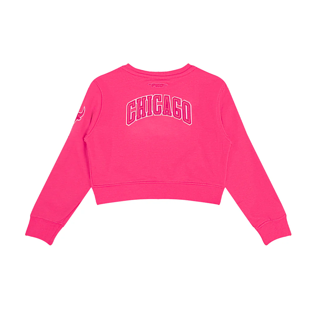 NBA CHICAGO BULLS TRIPLE PINK LITTLE GIRLS FLEECE CREWNECK (BEETROOT PURPLE) - Image 4