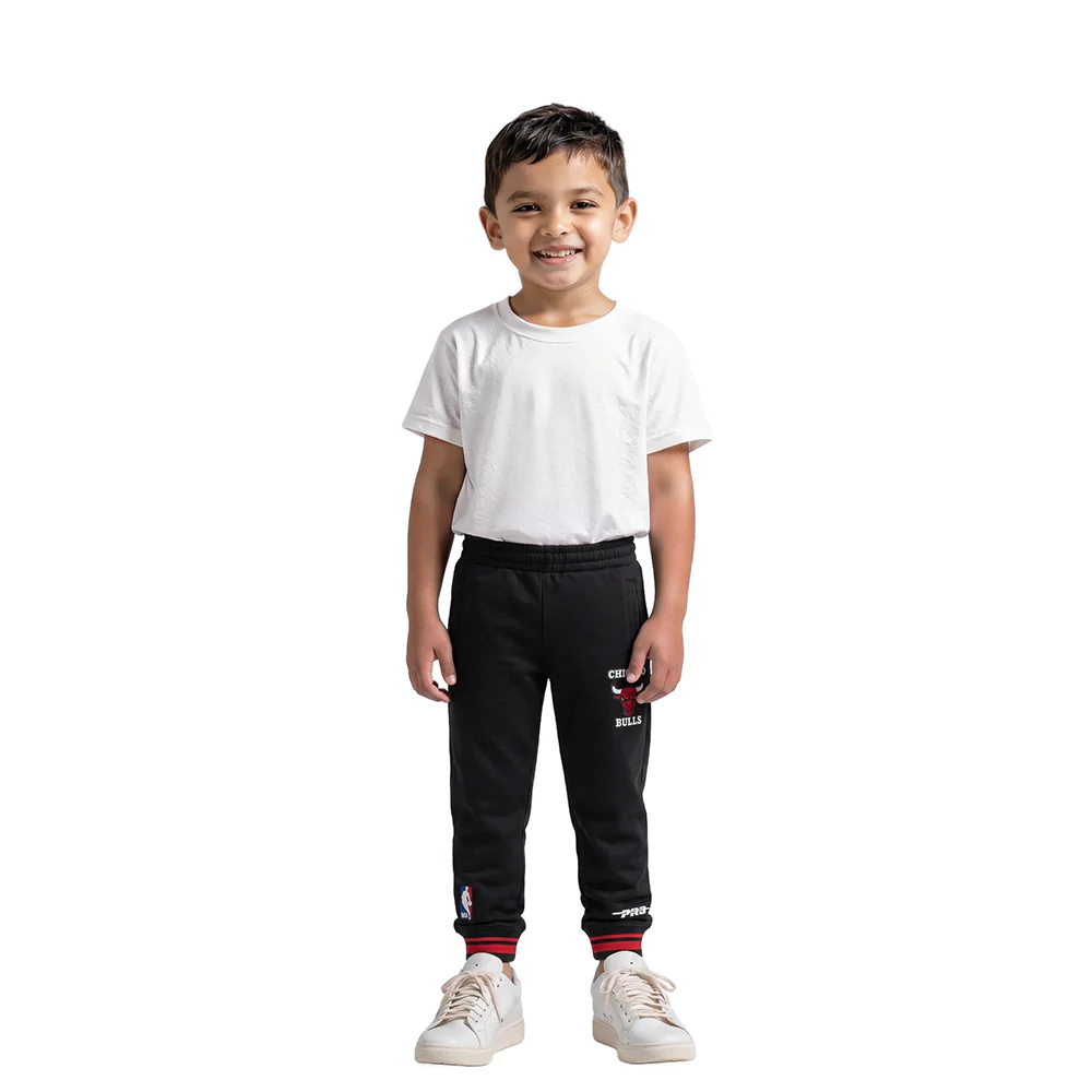 NBA CHICAGO BULLS RETRO CLASSIC TODDLER BOYS RIB SWEATPANT (BLACK/RED/BLACK) - Image 3
