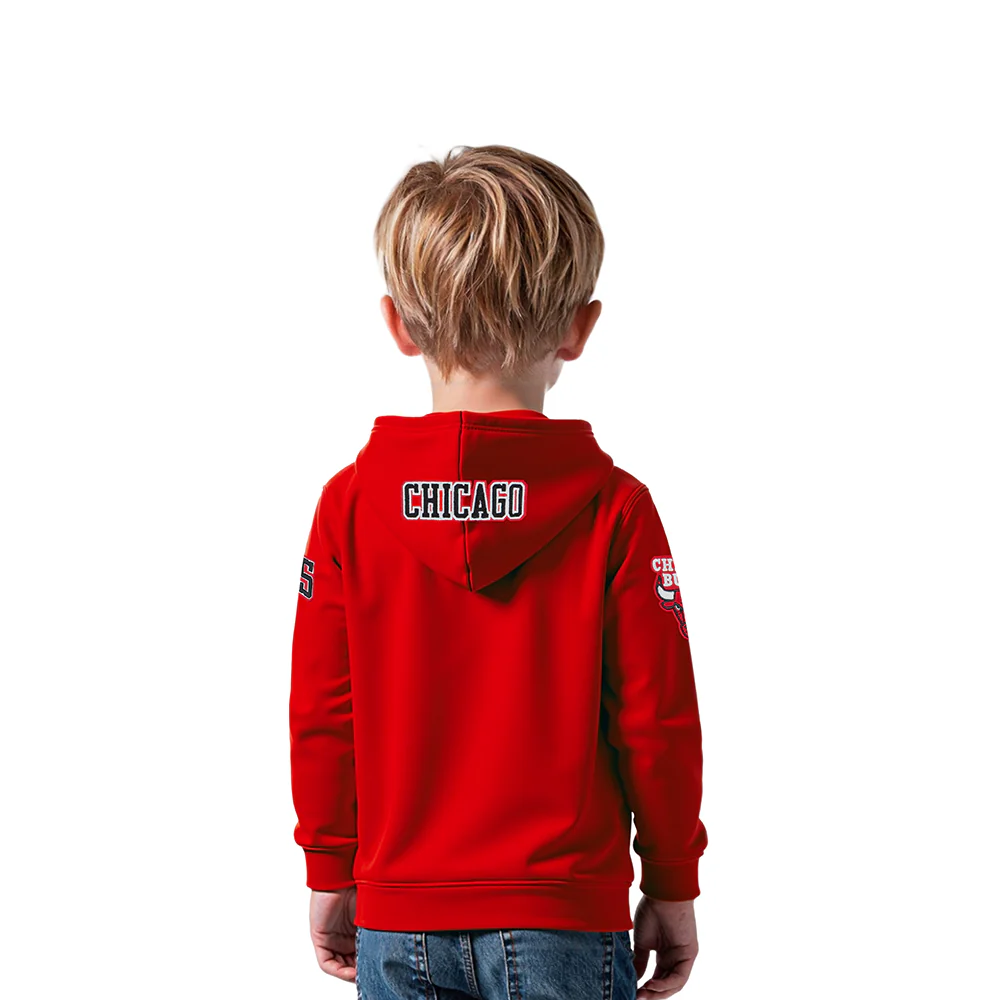 NBA CHICAGO BULLS CLASSIC TODDLER BOYS FLEECE FULL ZIP HOODIE (RED) - Image 2