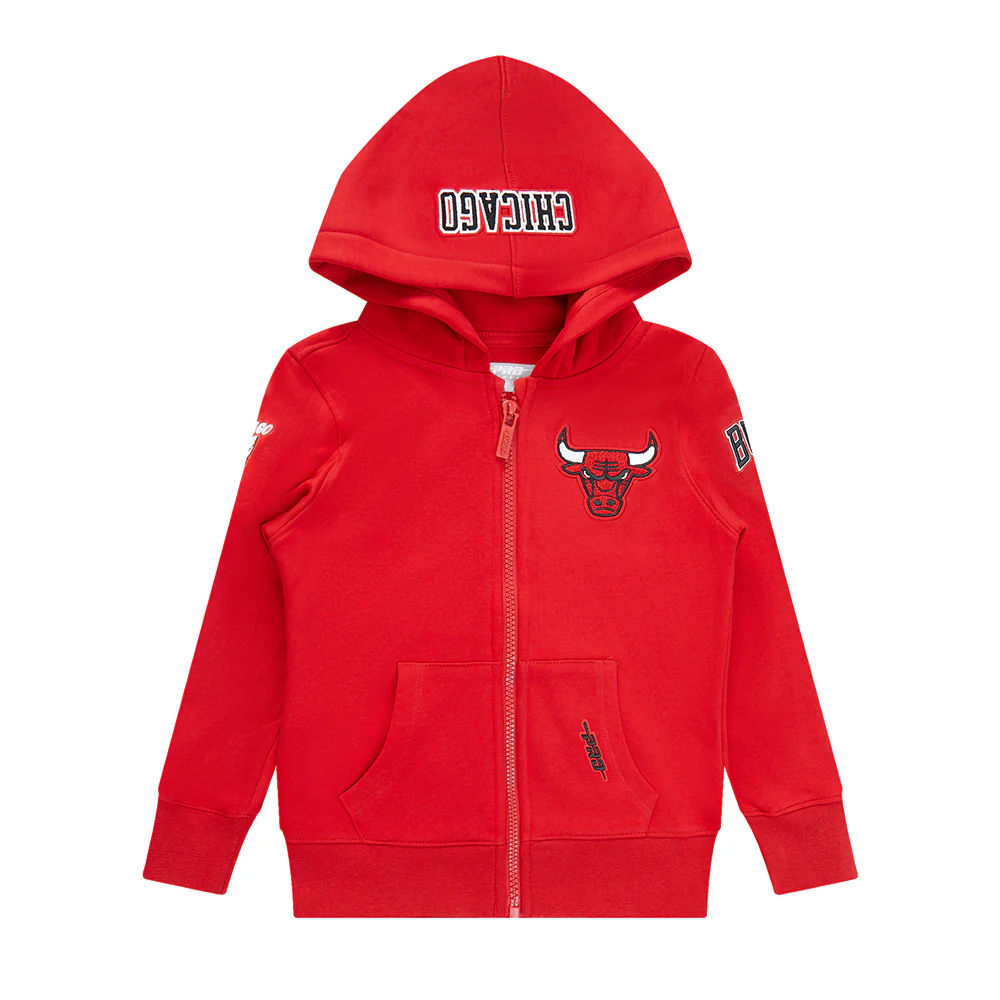 NBA CHICAGO BULLS CLASSIC TODDLER BOYS FLEECE FULL ZIP HOODIE (RED) - Image 3